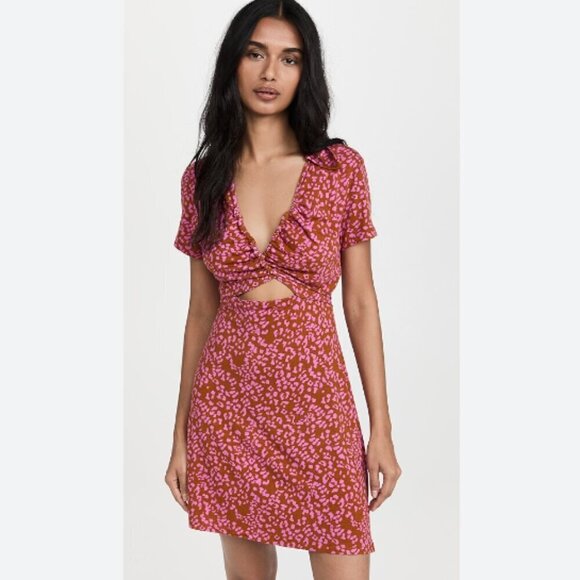 Free People Marsaille Mini Dress Rust Combo Pink/Orange Women's SIze XS NWT - Picture 1 of 8